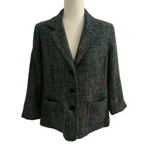 Appleseed's Marled Blazer Jacket Petites 12 Womens Multicolor Textured Woven